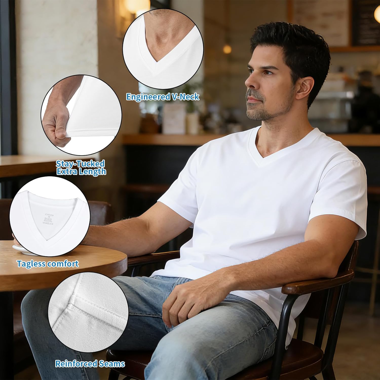 JCARSON Mens V Neck Undershirts Performance Sorona Cotton Blend-All-Day Comfort & Stay Fresh Stay Tucked Design, 3-Pack - Image 5