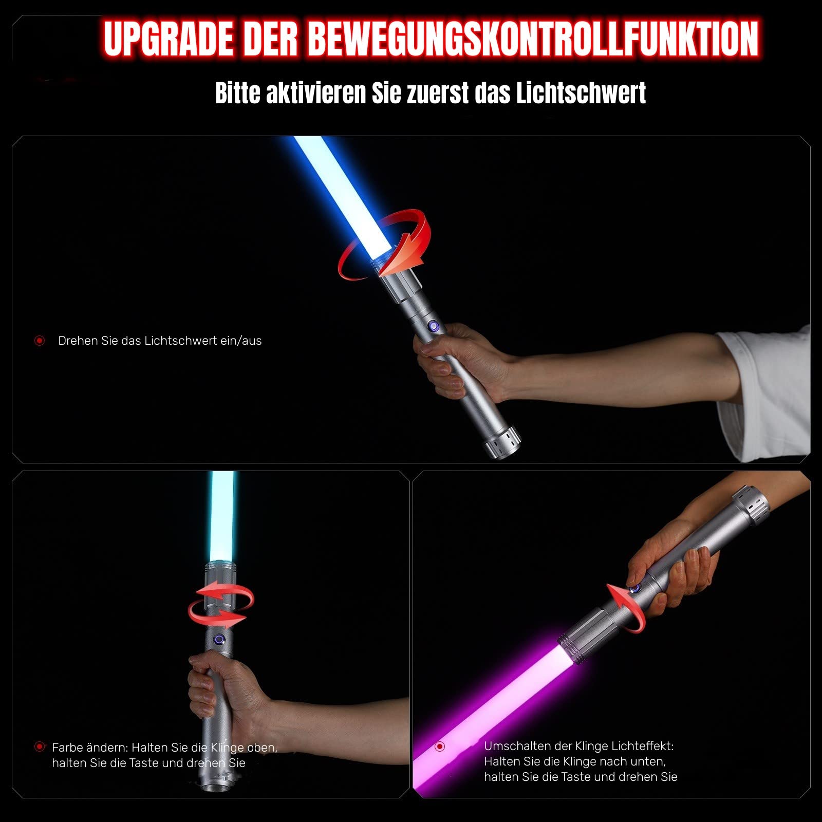 X-TREXSABER Lichtschwert mit Bewegungskontrolle, Glatter Schwung 12 RGB Farben und 16 Sound Fonts Lightsaber, Griff Schwere Duell laserschwert für Erwachsene Tag der Kinder Cosplay