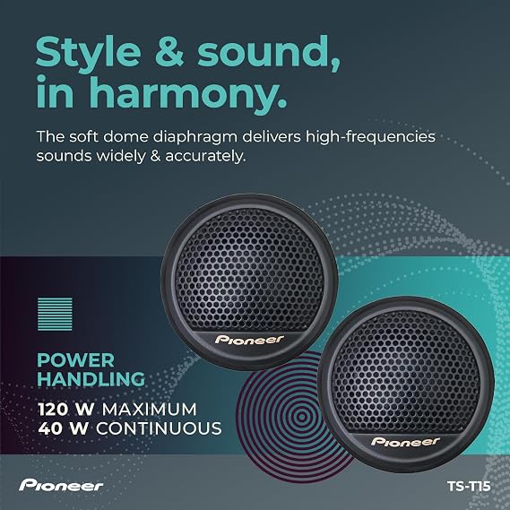 Pioneer TS-T15 3/4 Soft Dome Component Tweeters 100W Max