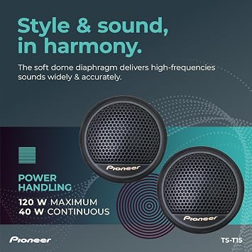 Pioneer TS-T15 3/4 Soft Dome Component Tweeters 100W Max