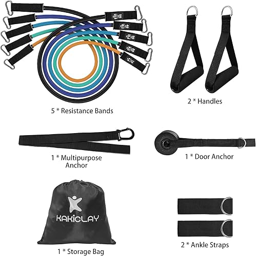 Miniatura 2 de Juego de bandas de resistencia con anclaje separado para exteriores, bandas de ejercicio KAKICLAY para uso en interiores y exteriores, bandas de