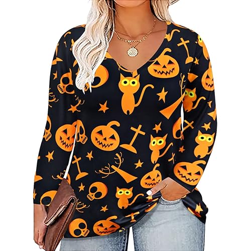 RITERA Womens Plus Size Tops Long Sleeve Shirts V Neck Tunics Fall Casual Pullover Loose Fit Basic Tshirt XL-5XL 14W-28W