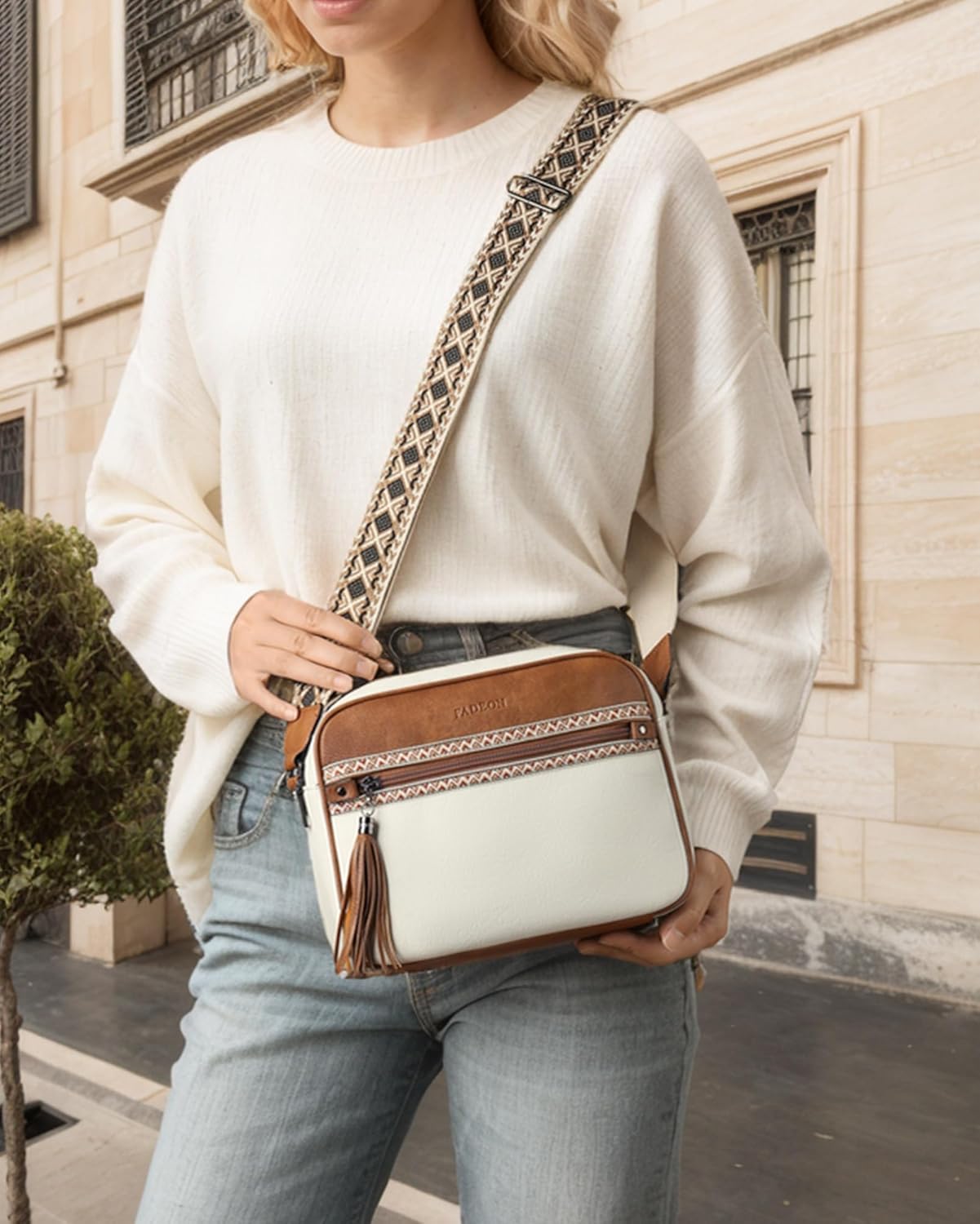 FADEON Crossbody Bags for Women Designer Vegan Leather Crossbody Purse Multi-pocket Medium Shoulder Bag with Card Slots - Image 2