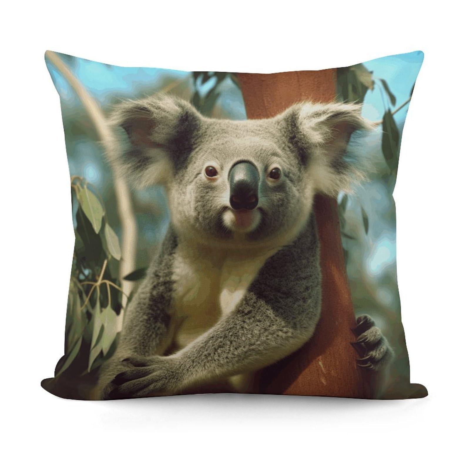 LZQPOEAS Bear Koala Pillow Cover Neutral Decorative Throw Pillow Covers Soft Plush Throw Pillow Sham Modern Home Decor for Sofa Living Room Pillow Case Cushion Cover 18x18 Inch
