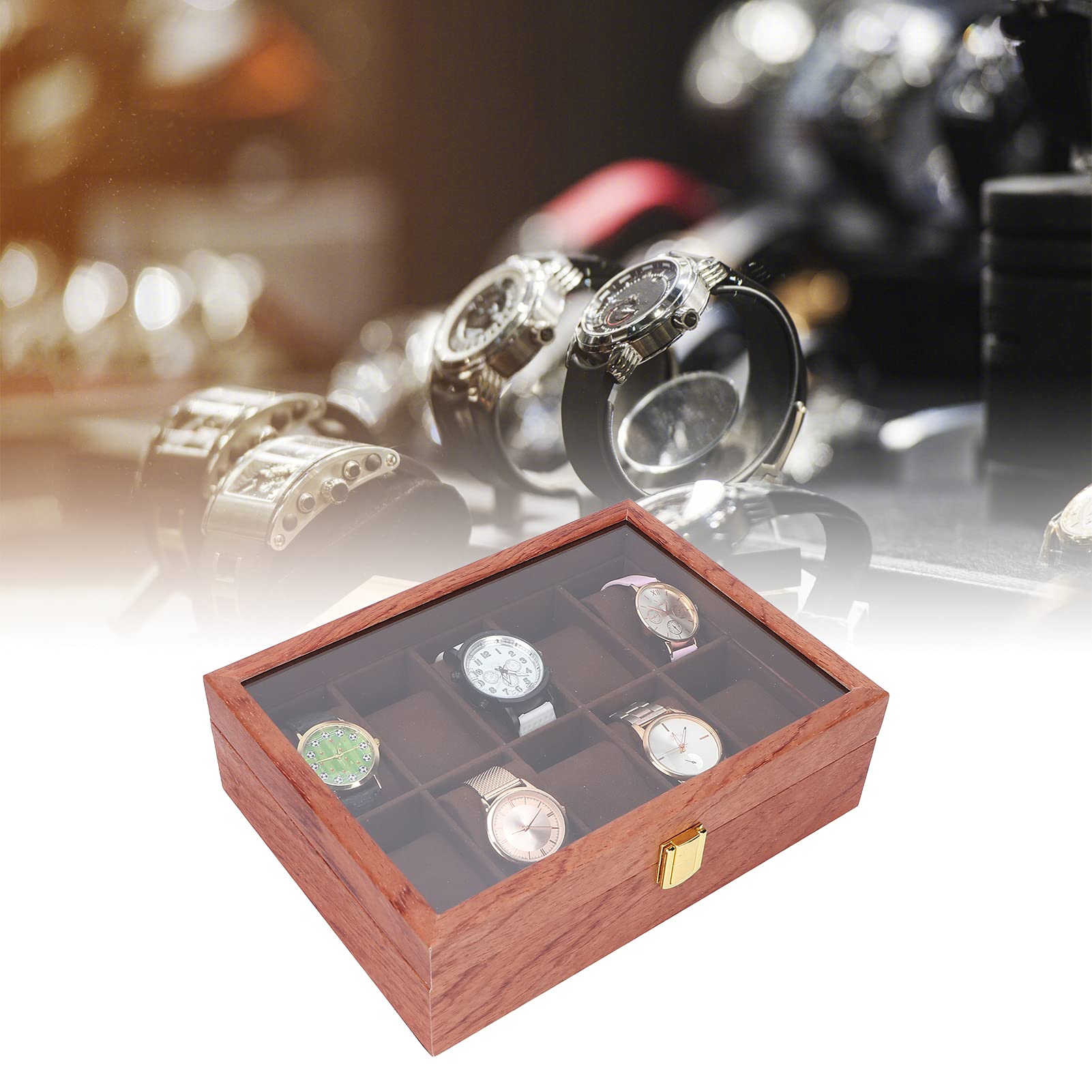 Caja de Almacenamiento de Relojes, Vitrina de joyería de Madera, Caja de visualización de Relojes, Caja de Reloj para Viajes de Negocios, Hotel, hogar, Oficina