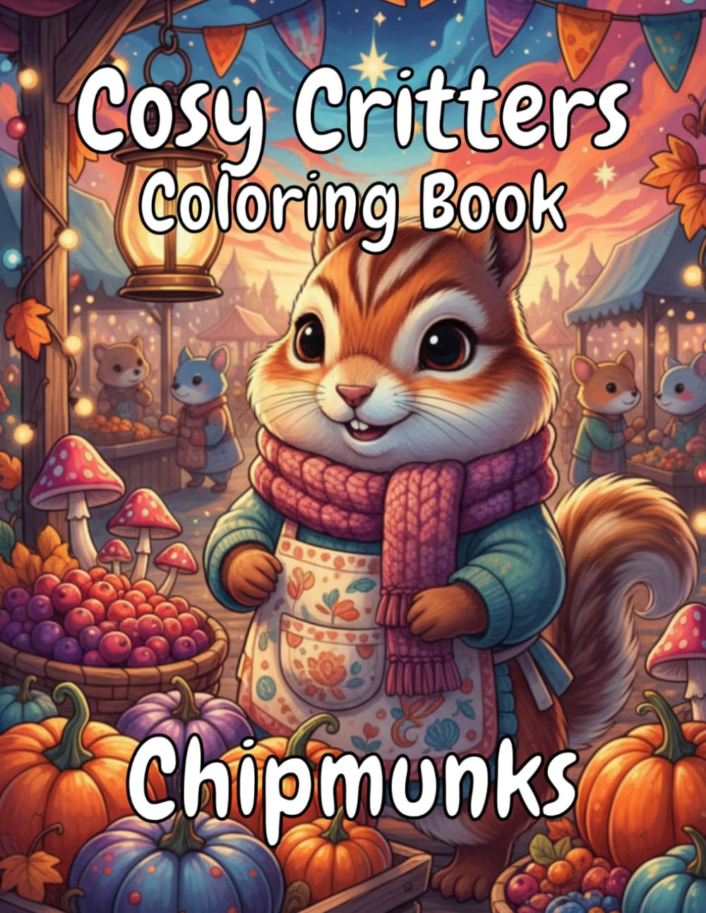 Cosy Critters Coloring Book: Chipmunks: Adorable Market Stall Scenes to Relax, Unwind & Color