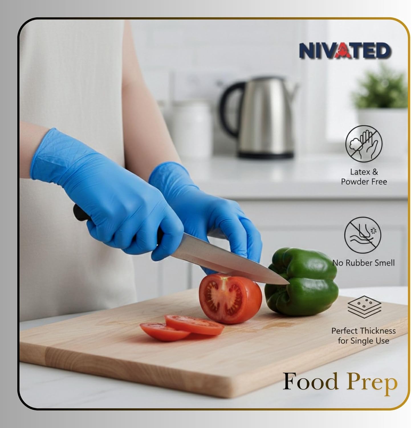 100PCS Nitrile Gloves Medium, Disposable Gloves, Blue, Latex Free & Powder Free, Cooking and Cleaning Gloves Gants Jetables - Image 5