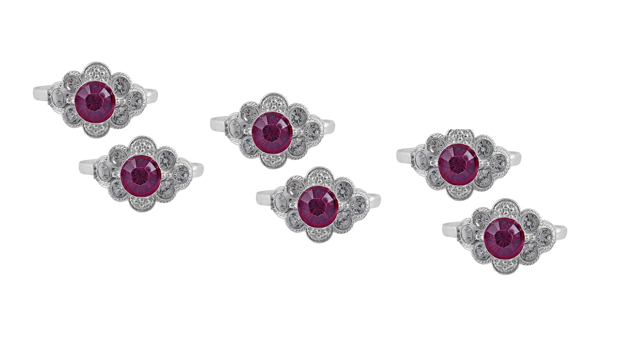 Fashion Accessories Toe Ring Sterling Silver Red Stone Abstract Pattern Design Toe Ring Adjustable Jewelry for Women. Set of 3 Pairs Toerings. (031-3PAIRS)-picture-33