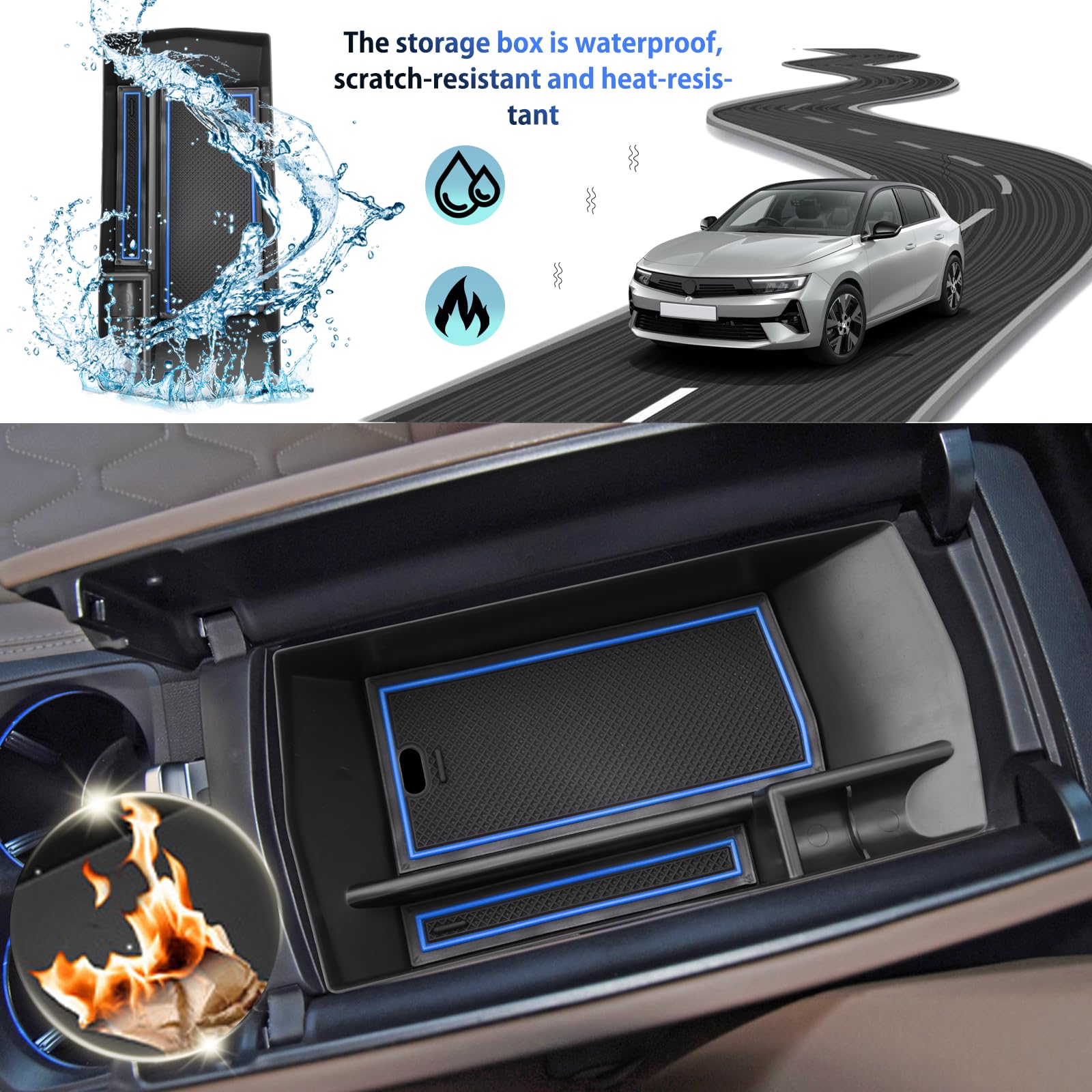SHAOHAO Boîte Rangement Console Centrale Peugeot 308 SW - Citroën C5 X - DS4 - Opel Astra