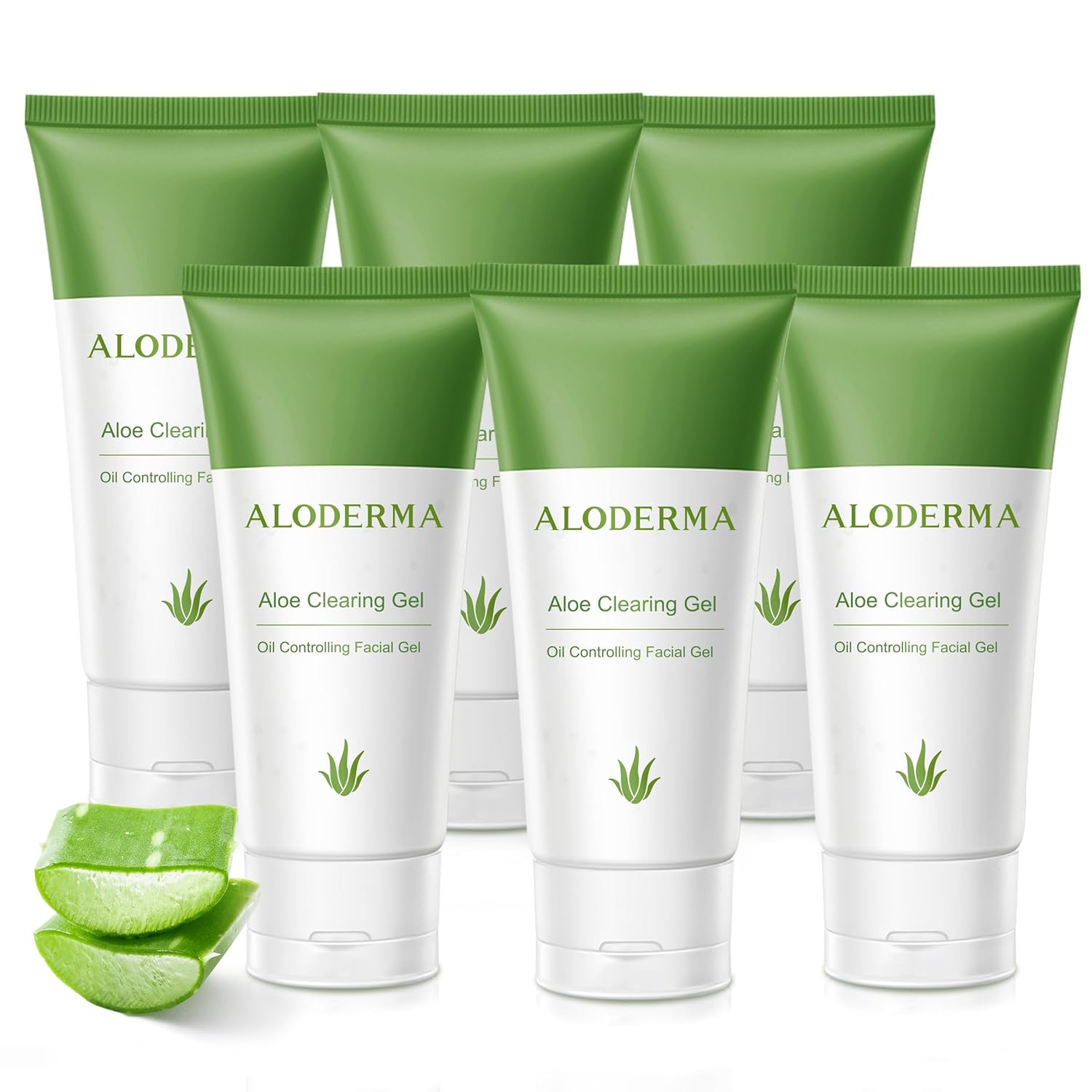 Aloderma Gel limpiador de aloe para tez clara con 90% aloe vera orgánico, loción facial hidratante y controladora de aceite con alantoína, extracto