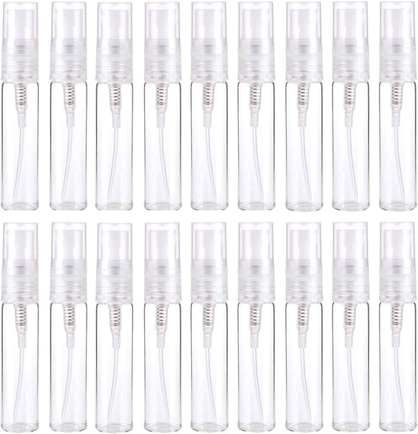 20 Pcs Mini Spray Atomizer Empty Bottles, Portable Mist Plastic Refillable Sample Bottle, Travel Spray Perfume Bottles with Atomizer Pump for Liquid Makeup Tool (3ml)