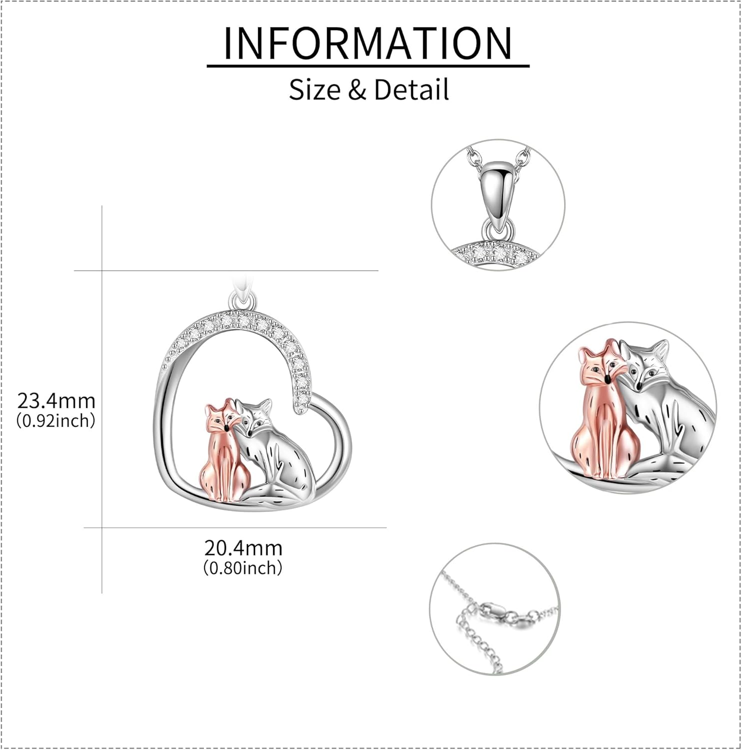 MONGAS Fox Necklace Sterling Silver Fox Pendant Necklace Animal Jewelry for Women - Image 3