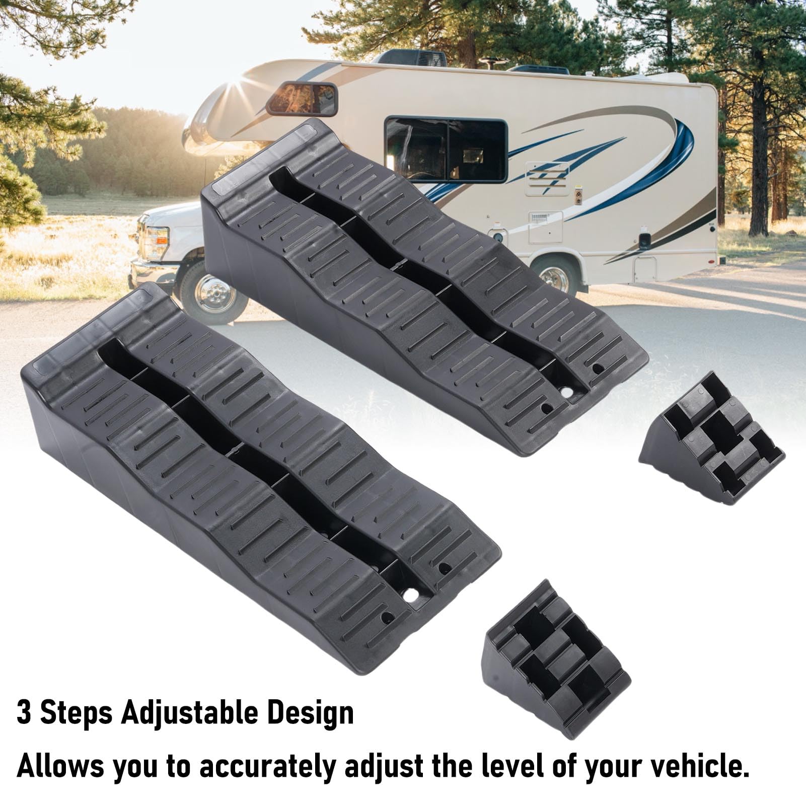 HDPE RV Ramp Rampa 11000 Funtów Obciążenie Wytrzymały 3 Stopnie Blok RV Wyrównujący przyczepę do Przyczepy do Przyczepy Samochodowej (z torbą)