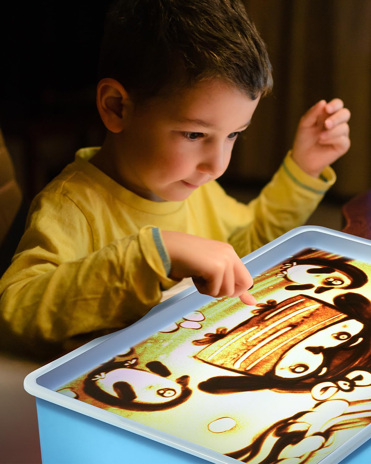 AtMini Caja de Luz de Pintura de Arena, Kits de Arte de Arena Con Luz LED，Iluminada Sand Play Niños a Partir de 3 Años