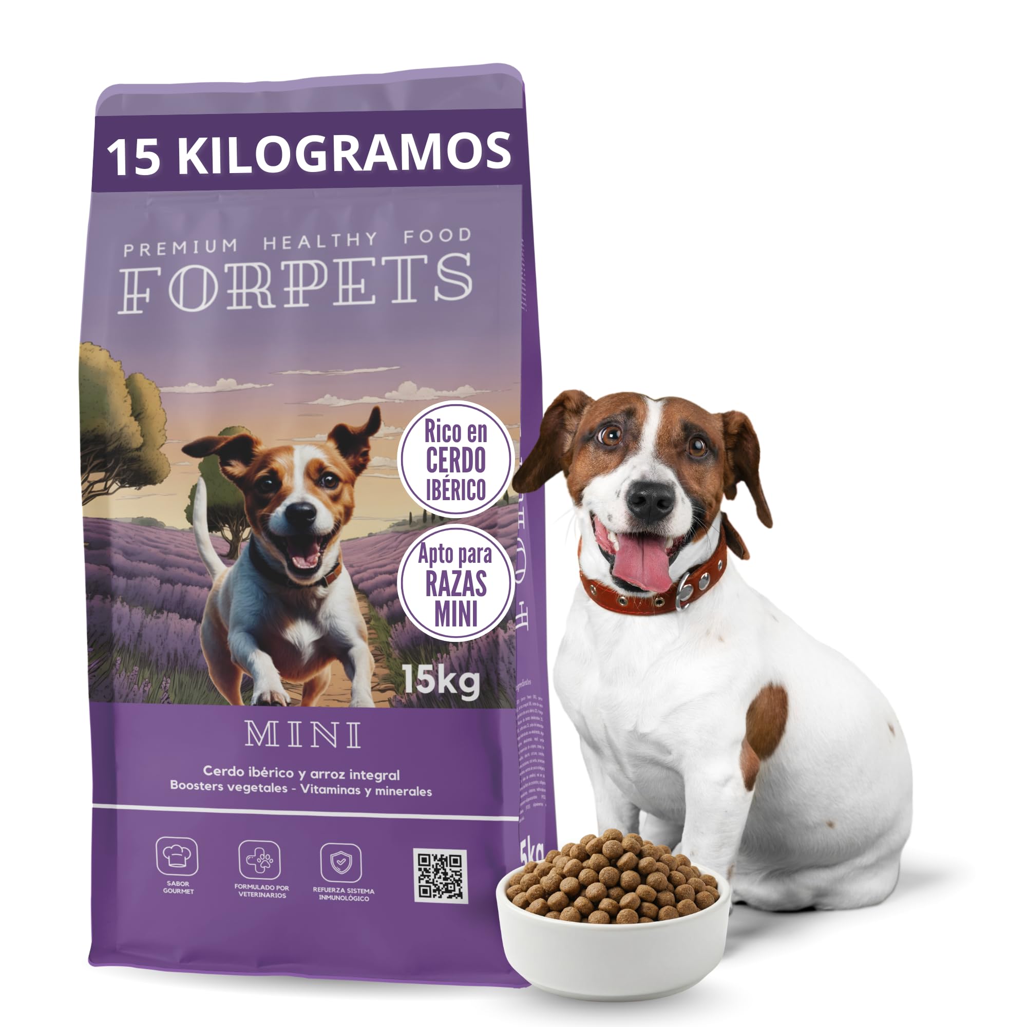 Pienso para Perros Pequeños 15 kg | Croqueta Pequeña Digestión Sensible y Estómago Delicado | Razas Pequeñas, Toy, Yorkshire y Pomerania | Cerdo Ibérico y Arroz Integral | FORPETS