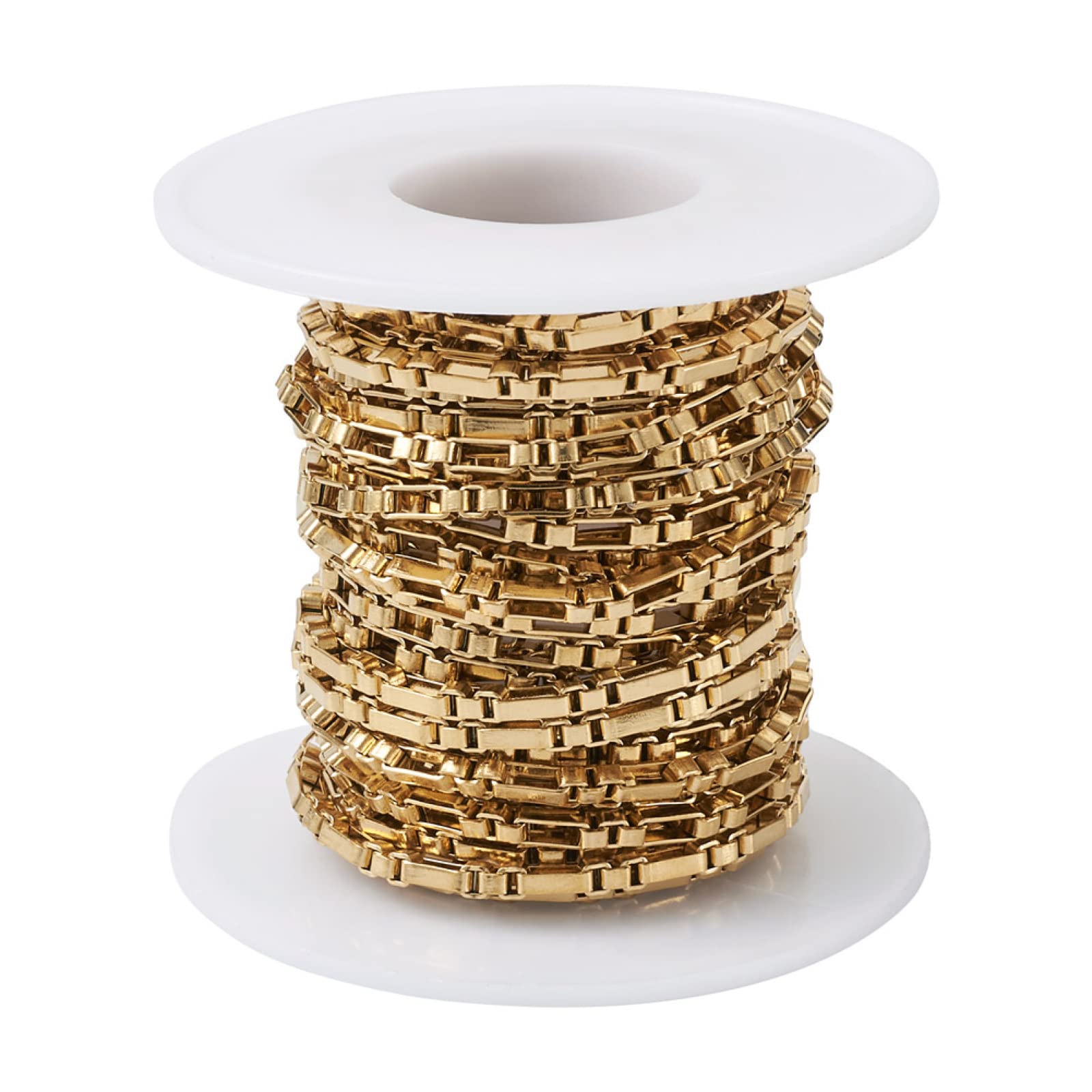 Rotoli Colorati a Catena, Risultati del connettore di Collegamento in Oro con Croce Intrecciata Rettangolare Non saldata in Acciaio Inossidabile da 5 m con Bobina