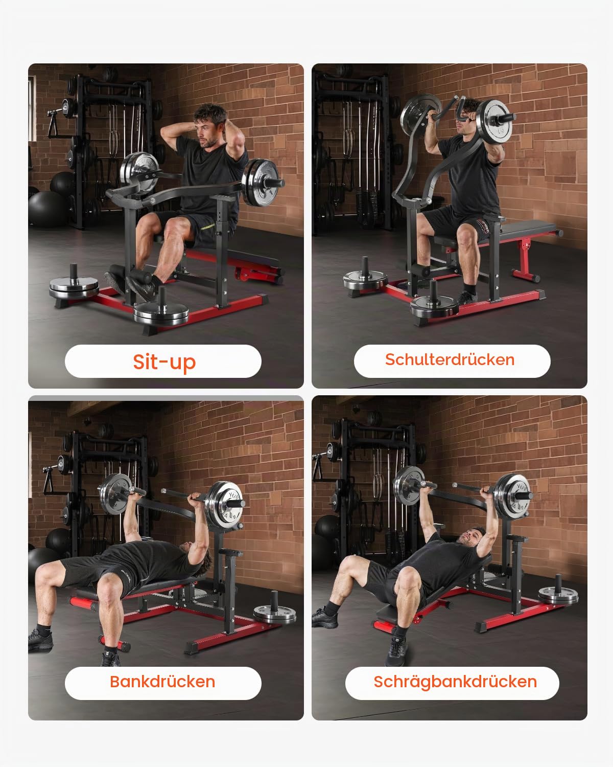VEVOR Brustpresse, 204 kg belastbares Bankdrückset, verstellbare Flache Schrägbank mit unabhängigen konvergierenden Armen, obere Brust-Ausrüstung, Heim-Fitnessgerät für Brust Bauchmuskeltraining