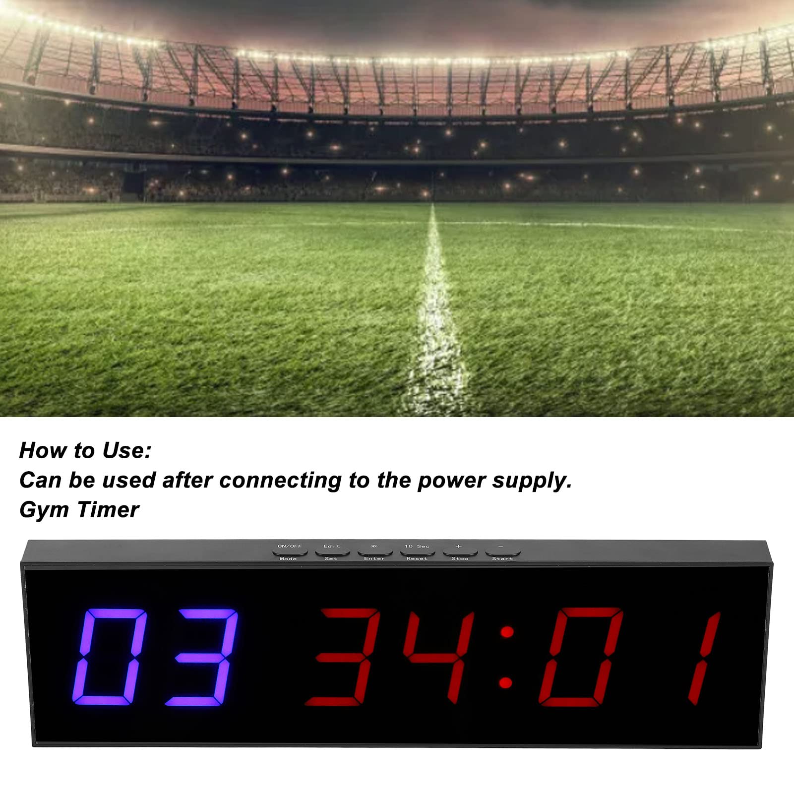 Minuterie à intervalles LED avec Fonctions de Compte à rebours et de chronomètre d'horloge de 12 ou 24 Heures - Télécommande sans Fil - Affichage numérique 1,8 Pouces 6 Bits pour