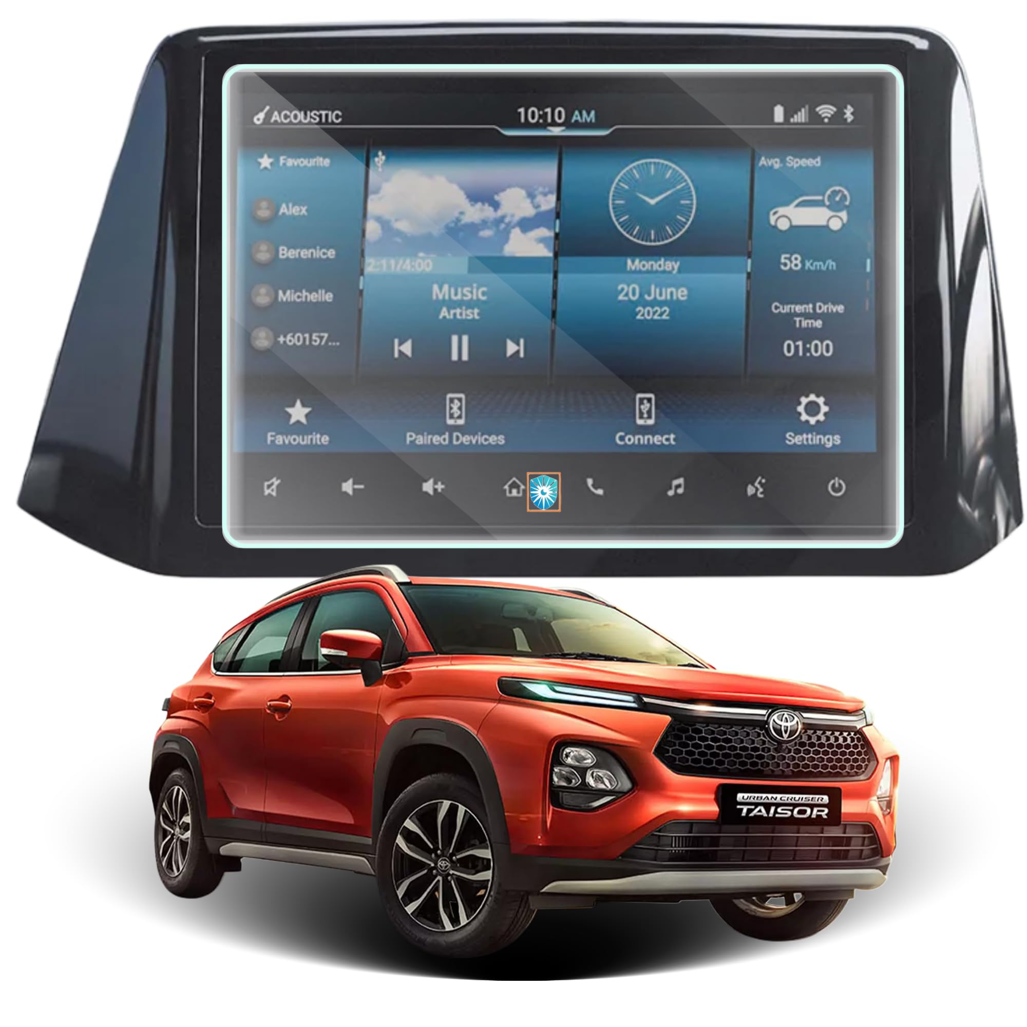 PROTECTERR® Toyota Taisor (9 Inch) Touchscreen Protector Guard - (Not a Tempered Glass)-image-9