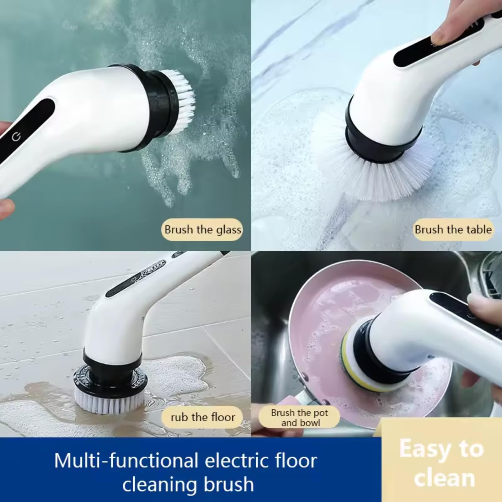 Trenzeo Electric Spin Scrubber 9 in 1 Cleaning Brush with Adjustable Long Handle,Dual Speed, IPX7 Waterproof Bathroom,Kitchen - Image 3