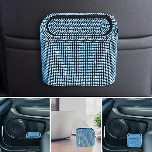 Miniatura 7 de eing Cubo de basura para automóvil con tapa, mini cubo de basura para vehículos, organizador de basura para automóvil, contenedor de basura de