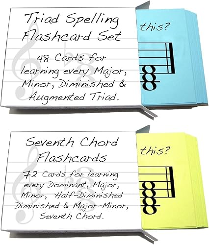 Miniatura 2 de Tríada y séptimo acorde con nombres de tarjetas (2 unidades) Gran aprendizaje tríadas y séptimos acordes