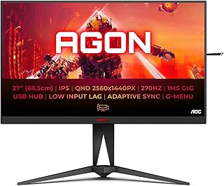 AOC AGON Gaming - AG275QZ - 27 Inch QHD Monitor, 240Hz, 1ms GTG, IPS, HDR 400, G sync Compatible, Freesync premium, Heiught Adjust (2560 x 1440 @240Hz, c HDMI 2.0 / DP 1.4 / USB 3.2)
