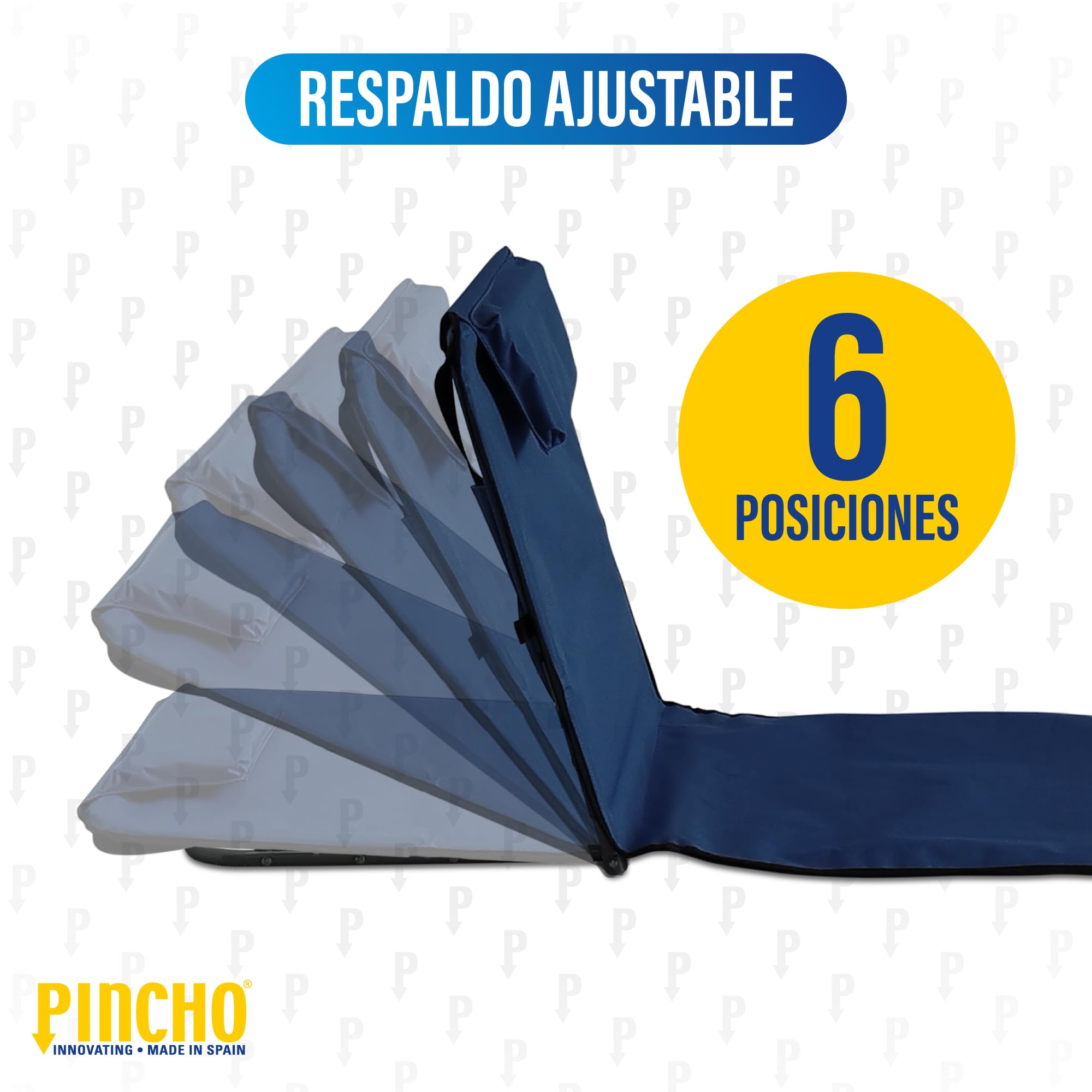 Pincho Esterilla de Playa Plegable con Respaldo Ajustable – Tumbona Portátil Ligera para Camping, Jardín y Piscina – Alfombra de Playa con Respaldo Ergonómico y Fácil Transporte (Marino x 1)