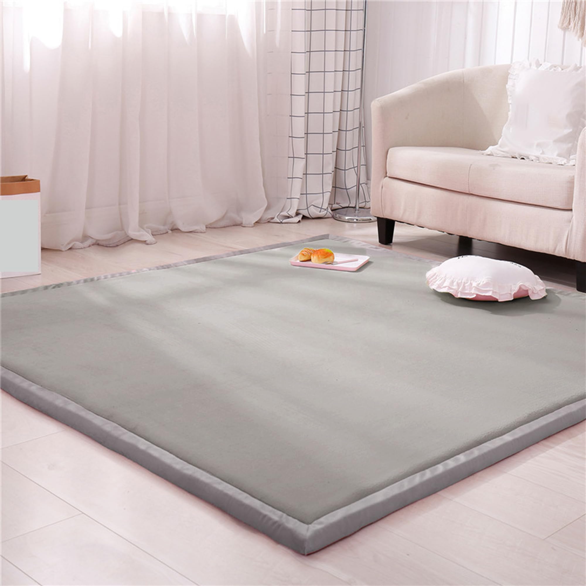 Tapis antidérapant et lavable en peluche douce pour salon et chambre