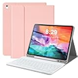Keyboard Case for iPad Pro 12.9 inch (Old Model) 2015 1st / 2017 2nd Gen - Rechargeable, Detachable Wireless Bluetooth Keyboard - Folio Smart Leather Cover with Pencil Holder for iPad Pro 12.9” - Pink