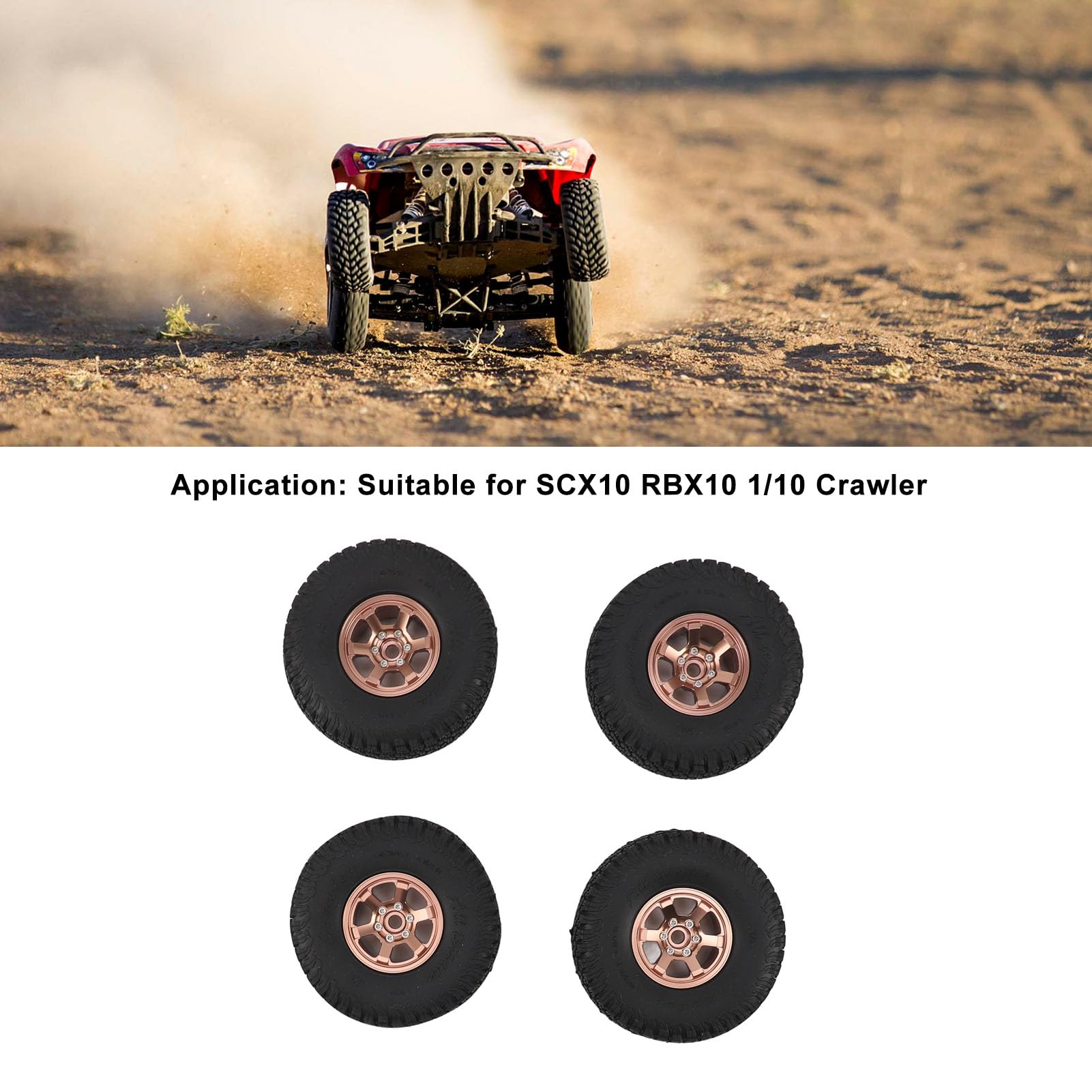 RC Crawler Opony 1,9 -calowy stop z aluminium Guma mocna amortyzację odporności na zużycie uniwersalne dla SCX10 RBX10 1/10 Crawler 4pcs (Srebrny)