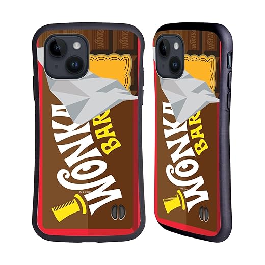 Head Case Designs Offizielle Willy Wonka and The Chocolate Factory Suessigkeiten Bar Grafiken Hybride Handyhülle Hülle Huelle kompatibel mit Apple iPhone 15