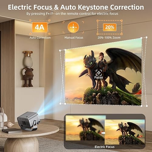 Miniatura 4 de Proyector inteligente con WIFI y Bluetooth, proyector portátil 800ANSI nativo 1080P aplicaciones integradas, proyector de película Keystone