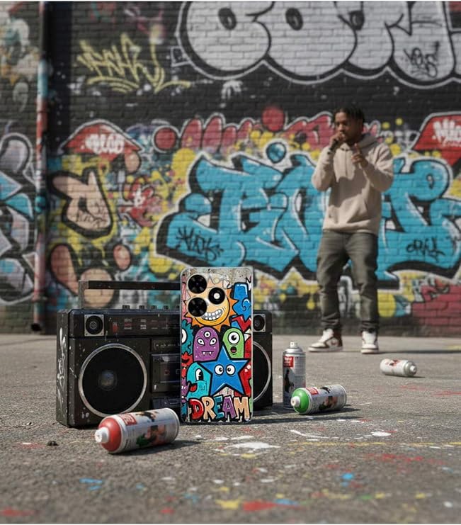 Redmi Note 10 Pro 5G ile Uyumlu Grafiti Dream Street Tasarımlı Şeffaf Silikon Kılıf