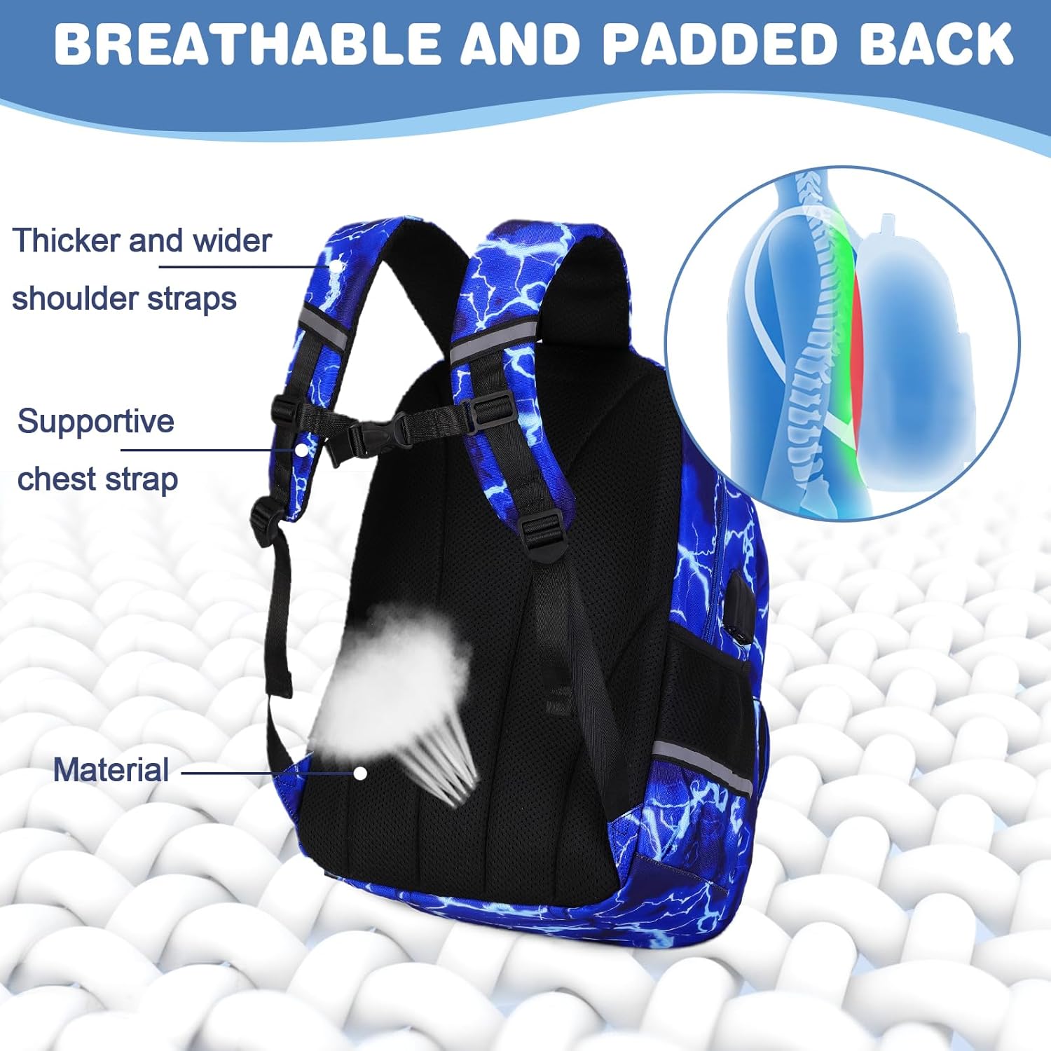 Bevalsa Backpack for Boys, School Bags for Kids, Bookbag for Boys Girls Children Teens Backpacks for Elementary Middle High school Student, Bookbag and Lunch Bag Set with USB Charging Port (Lightning)