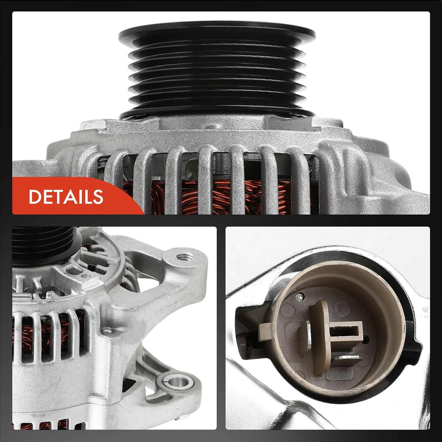 A-Premium Alternator Compatible with Chrysler Cirrus 95-97/99-20, Sebring 96, Stratus 96-97 & Dodge Stratus 95-00 & Plymouth Breeze 96-00, 2.0L 2.4L,12V 90A CW 6-Groove Pulley, Replace# 400-52042