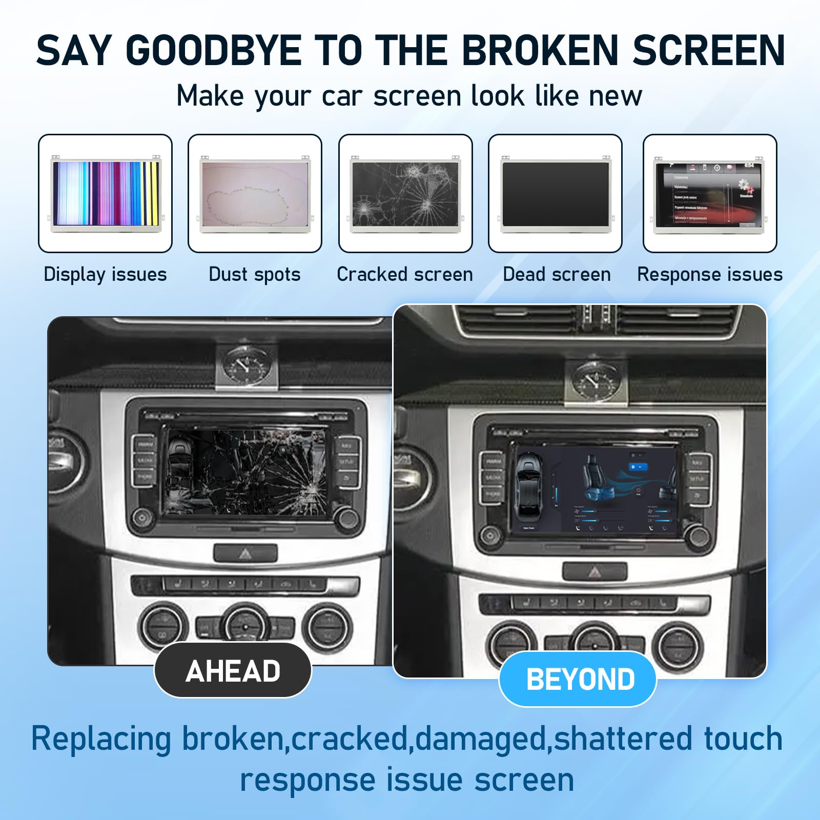 TDO-WVGA0633F00045 Écran LCD pour VW Magotan B7/Scirocco Golf 6R/Passat B8 2016-2019 Écran LCD 6,5"