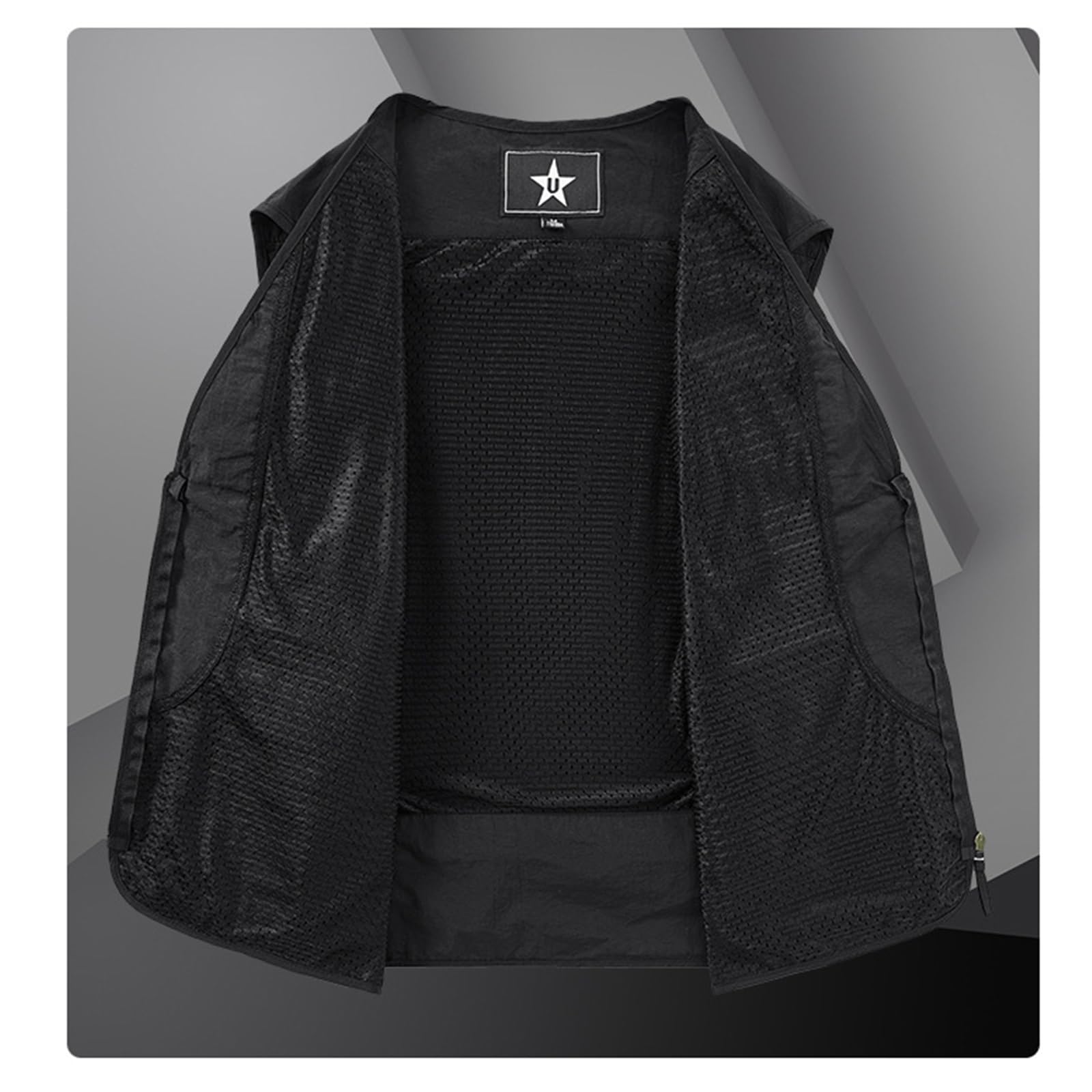 CLSQLXYJZC Gilet Da Pesca Estivo Uomo, Gilet Cargo Multitasche In Rete Traspirante Con Cerniera Senza Maniche E Leggero Da Uomo, Campeggio Antivento E Impermeabile Con Cerniera, Per Safari