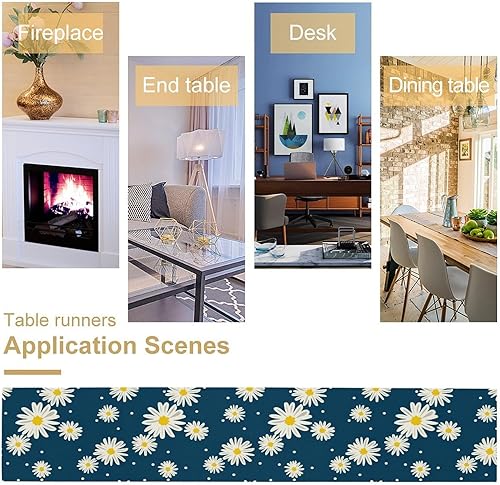 Miniatura 253 de Camino de mesa ondulado de los años 70, retro, hippie abstracto, vintage, verde, rosa, con estampado de ondas para el hogar, cocina, comedor, patio,