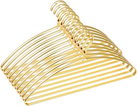 10pcs Clothes Hanger Aluminum Alloy Sweater Coat Pants Drying Rack Wardrobe Space Saving Storage Rack Non-Slip Skirt CoatColor10pcs Gold 1