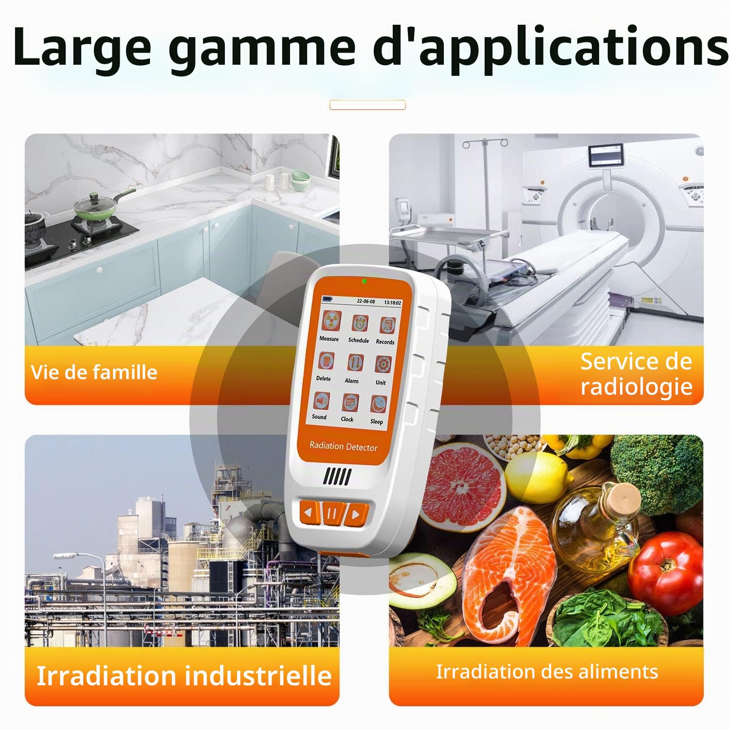 Compteur Geiger Détecteur de Rayonnement avec écran LCD, Mini Moniteur Dosimètre Radiographie Bêta Gamma, Moniteur de Rayonnement Nucléaire Rechargeable