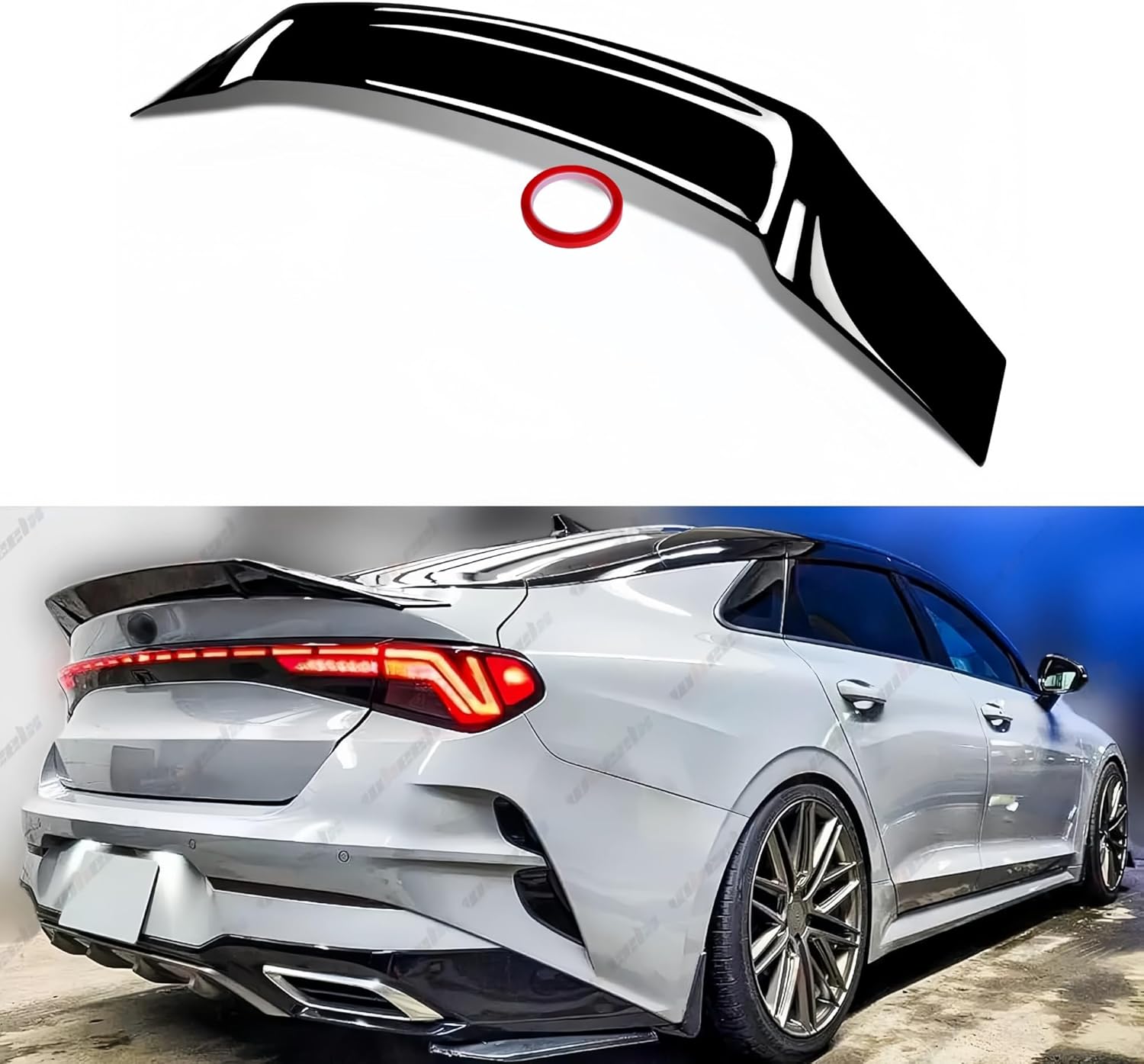 Rear Trunk Spoiler Compatible with 2021-2024 KIA K5 LX LXS GT EX, R Style Duckbill Spoiler Fits for 21-24, Exterior High Kick Tail Deck Lid Wing Lip (Glossy Black)
