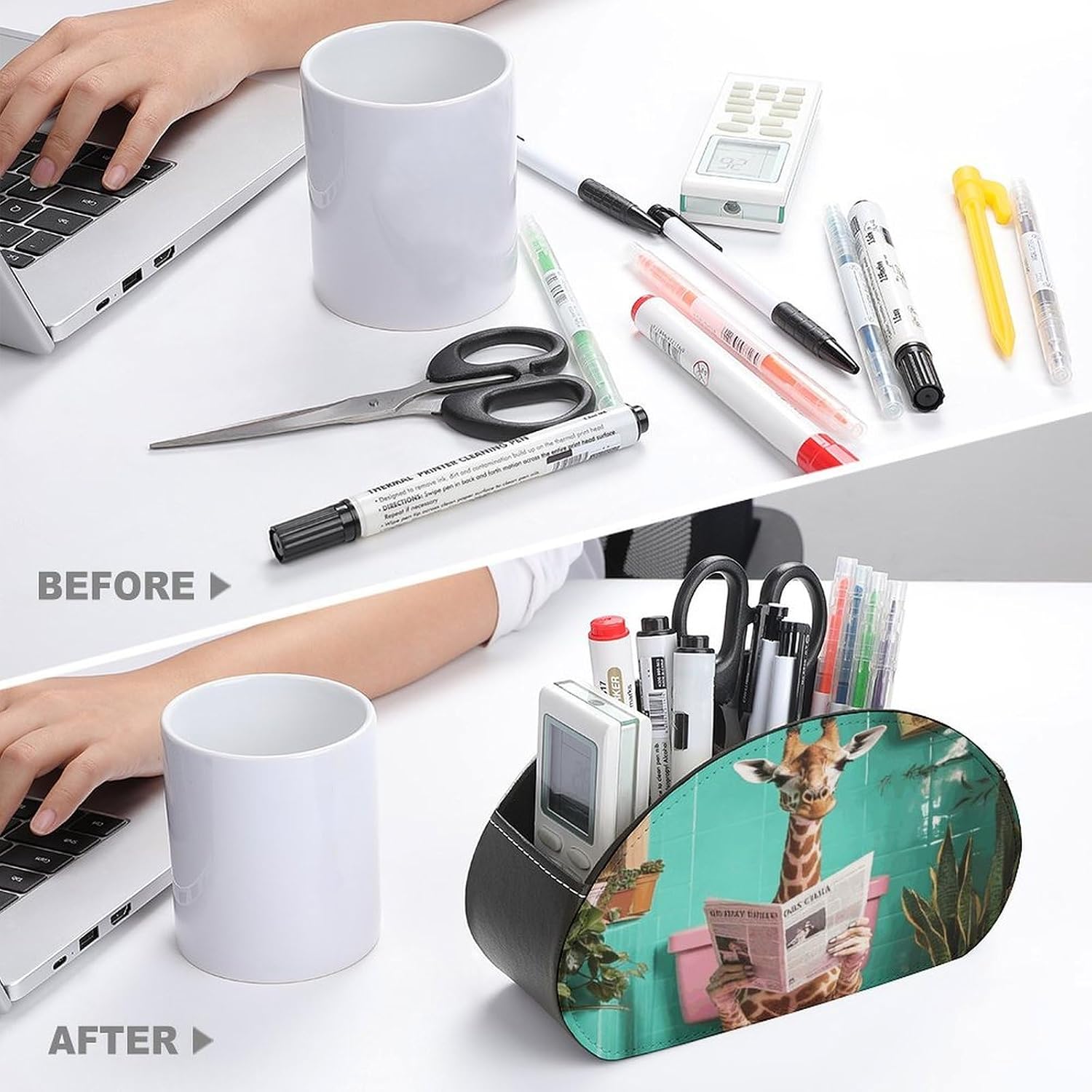 Remote Control Holder Remote Caddy Organizer A Giraffe Reading A Newspaper image 3