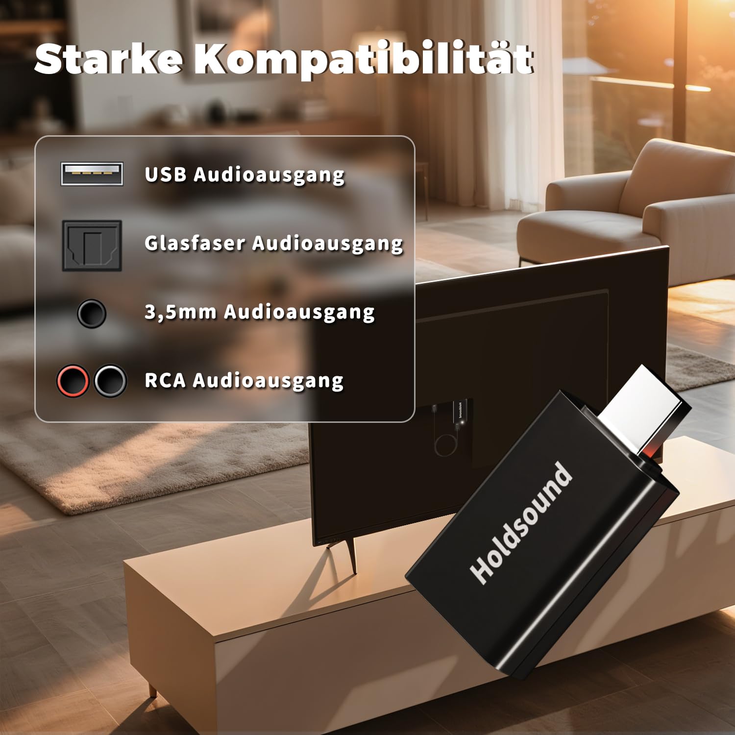 Holdsound TV Kopfhörer Kabellos Senioren, Funkkopfhörer Kabellos für TV mit USB-Sender, Mehr Lautstärke, Plug-and-Play, Keine Audioverzögerung, 40 Stunden Audiowiedergabe