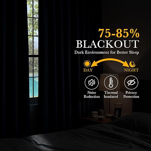 Miniatura 254 de PONY DANCE - Cortinas opacas aisladas térmicamente, set de 2 cortinas opacas con bolsillo para barra / pestaña trasera, paneles de cortinas opacas,