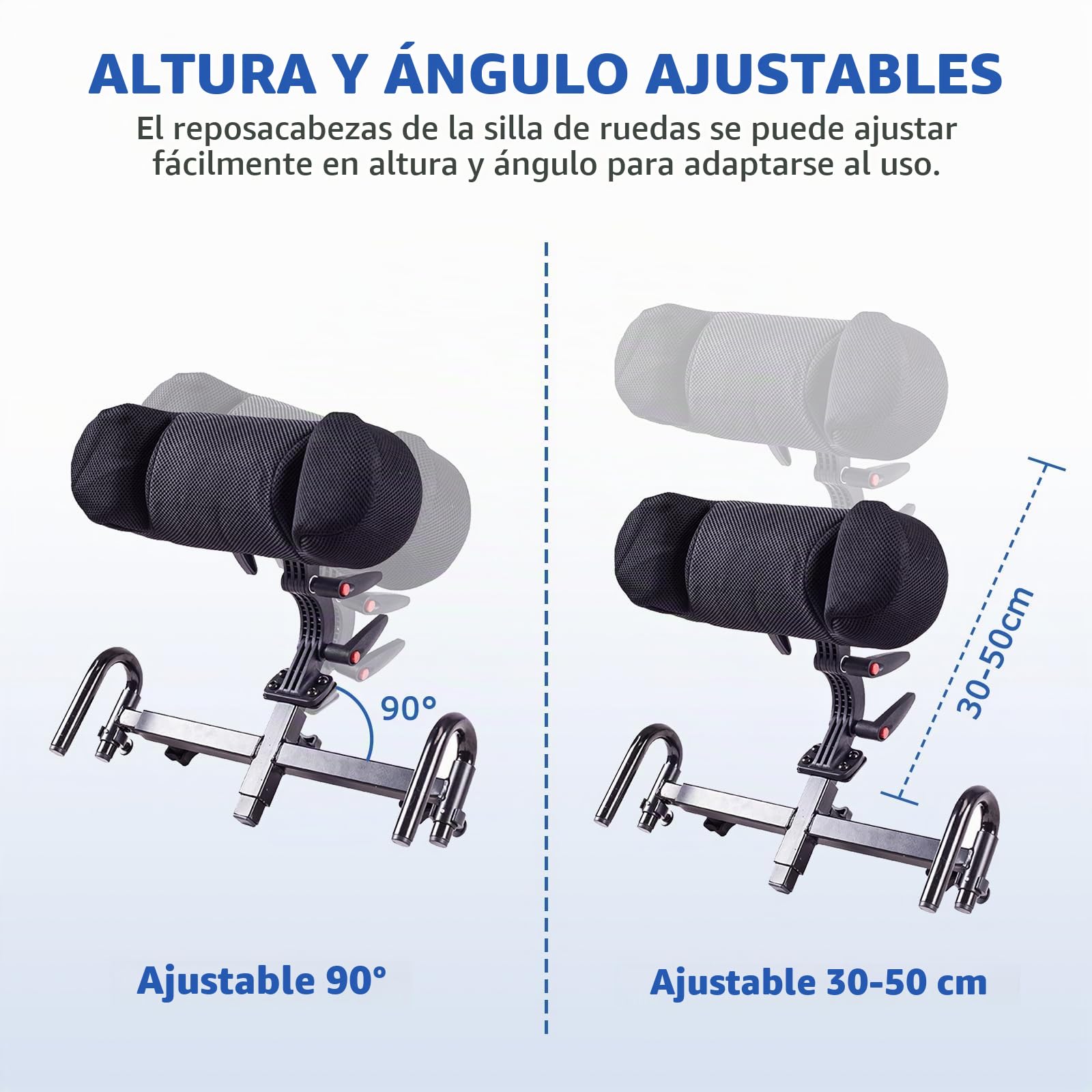 LIROPAU Reposacabezas para silla de ruedas, cojín de apoyo para el cuello de silla de ruedas ajustable y transpirable, cojín de posicionamiento de la cabeza, reposacabezas para silla de ruedas
