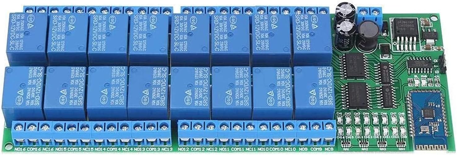Bluetooth Relay Module, DC 12V 16 Channel Bluetooth 2.1 Relay Module Wireless Remote Control Switch for Android Phones with Bluetooth Function