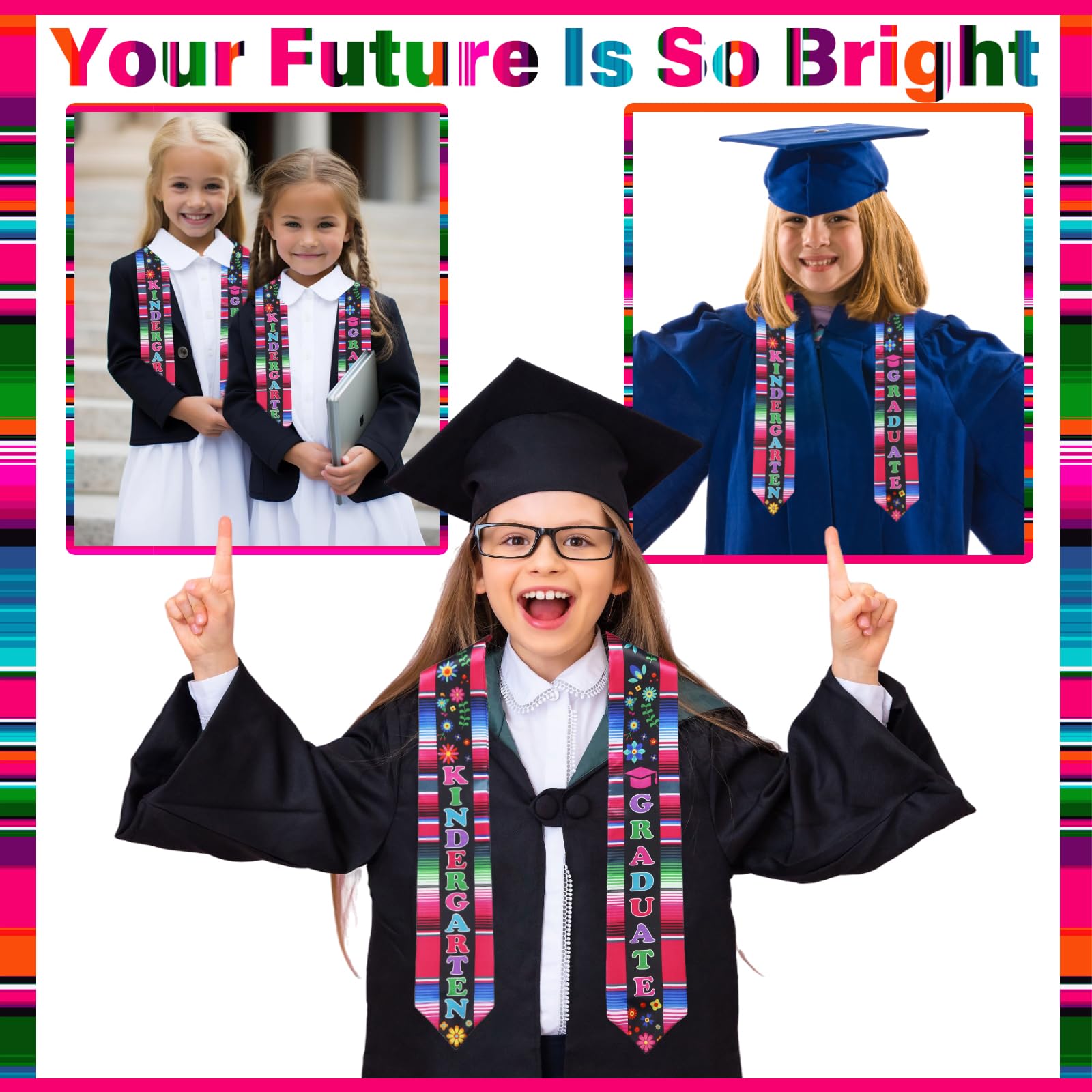 SNASRHTY Mexican Graduation Sash, Kindergarten Graduation Stole 59x4.1 inch Mexican Stoles for Graduation 2025 Mexico Graduation Sash Sarape Graduation Stole for Graduation Gifts