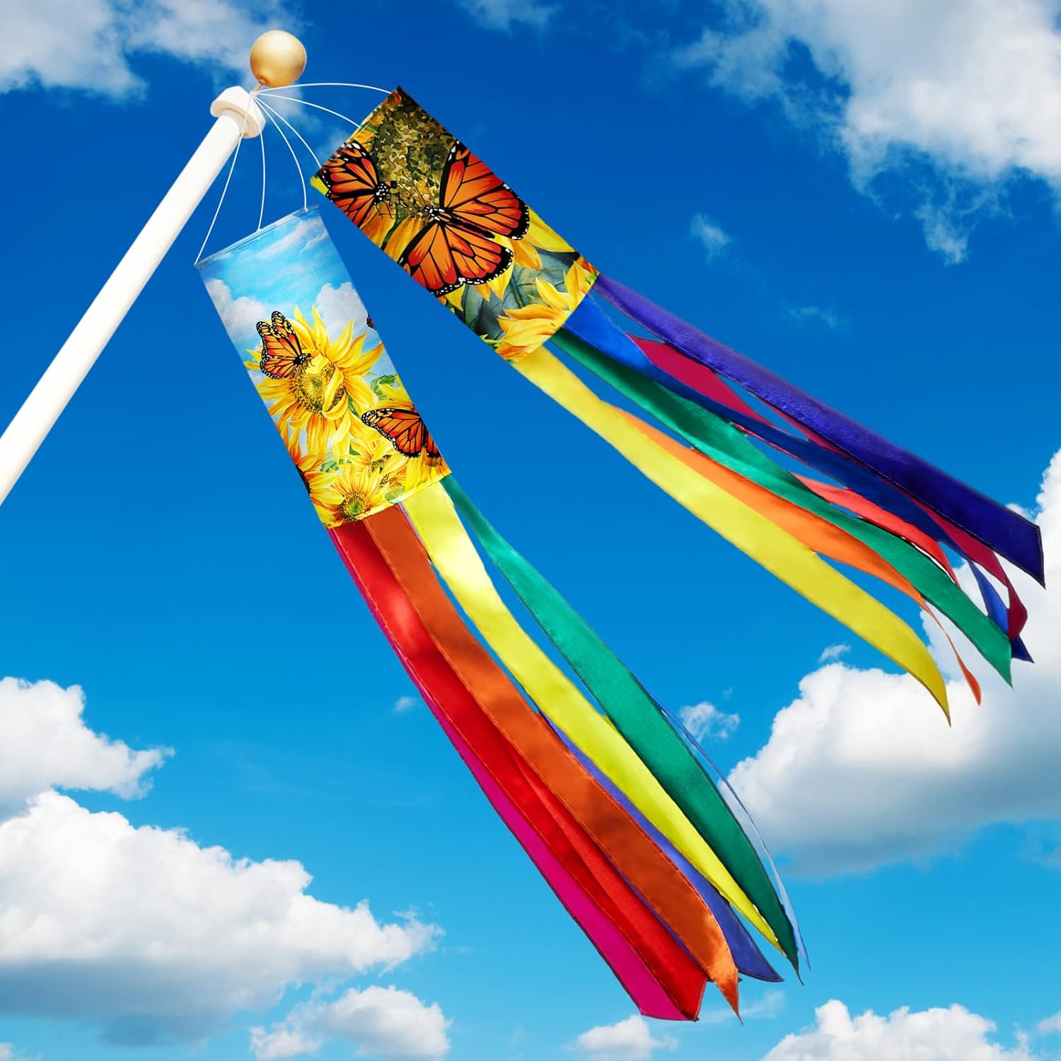 Buy 2 Pieces Spring Windsock Flag 40 Inch Sunflower Butterfly Windsock