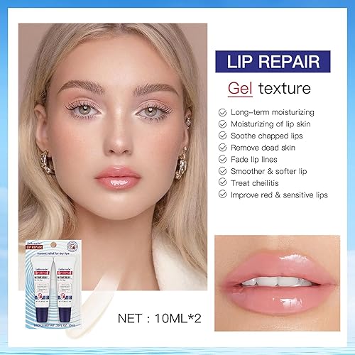 Miniatura 8 de Bálsamo labial natural de 2 piezas, gel hidratante brillante para reparación de labios y máscara para dormir labial, tratamiento labial hidratante